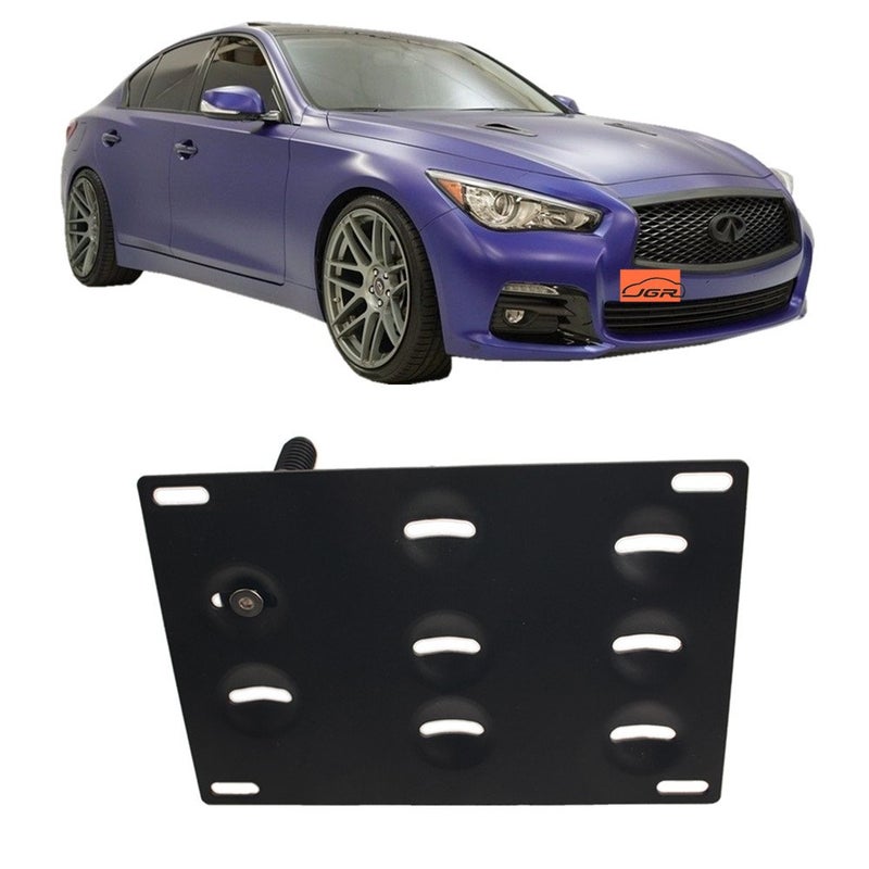 JGR No Drill Tow Eye Front Bumper Tow Hook License Plate Mount Bracket Holder Adapter Relocation Kit for 2008-2015 Infiniti G35 G37, 2014-up Infiniti Q50 Q60, 2007-2017 GT-R 2009-2017 370Z - Image 1